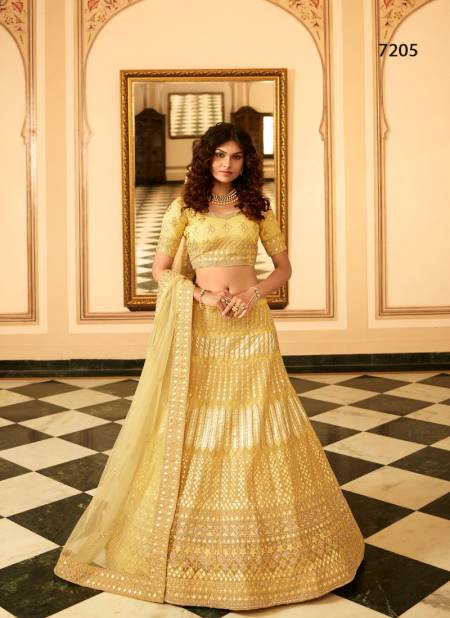 Yellow Colour Heavy Wedding Wear Fancy Designer Latest Lehenga Collection 7205